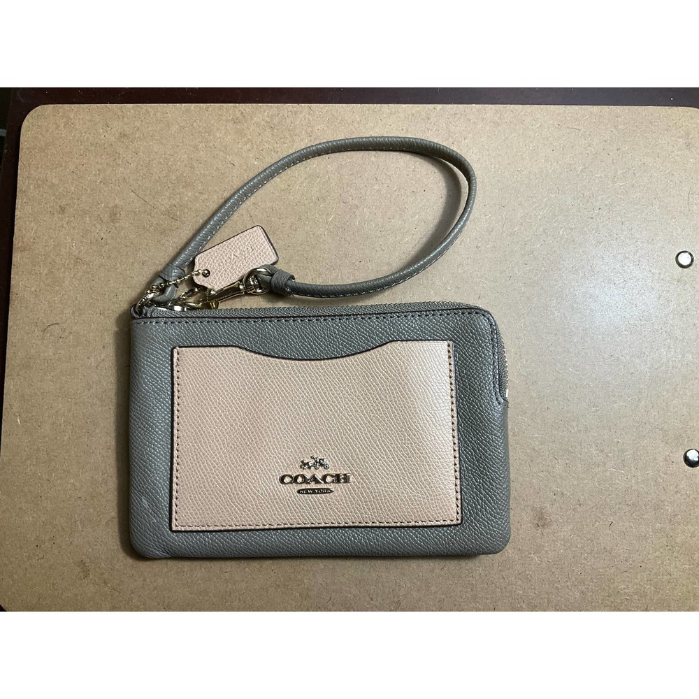 Coach Wristlet Legacy Leather Dark and Light Tan Credit Card Wristlet